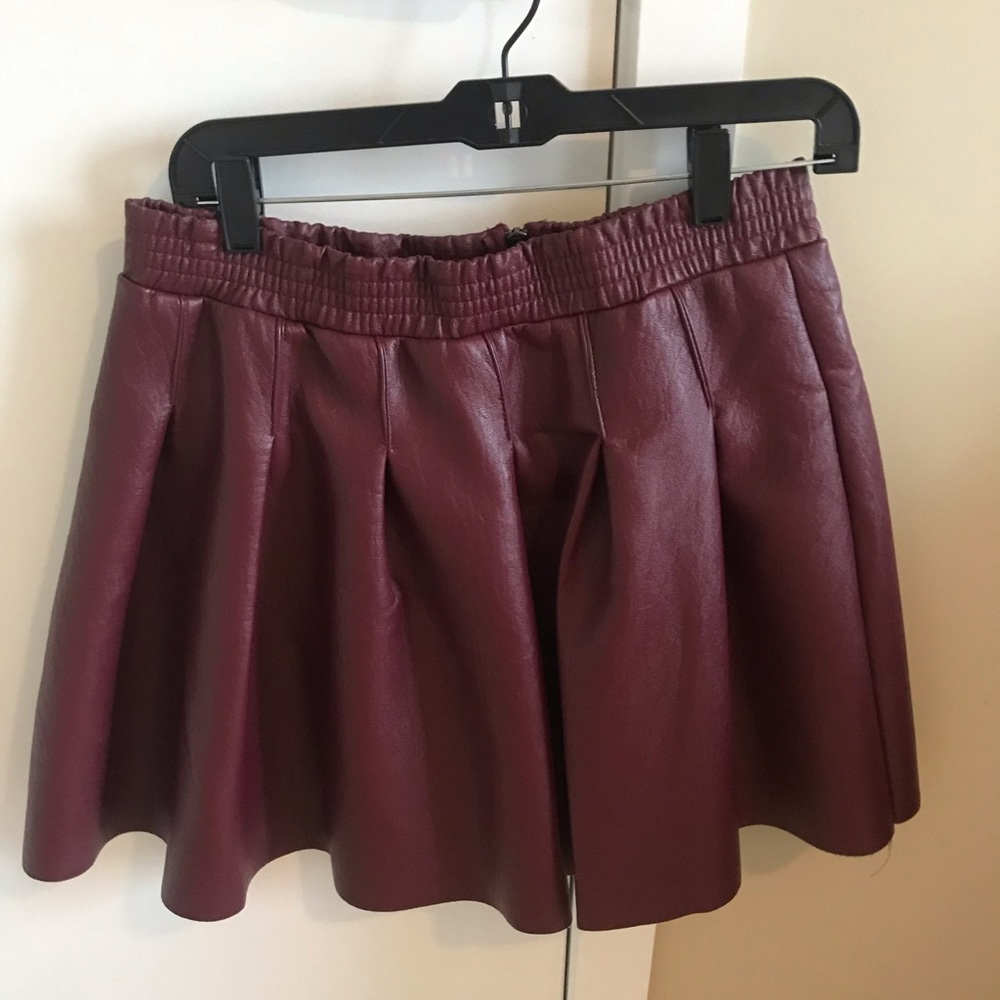 Mustard Seed Faux Leather Burgundy Skirt